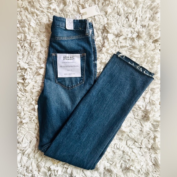 NWT Good American Good Boy Straight Denim Jean High Rise Size 4/27 - Picture 5 of 9